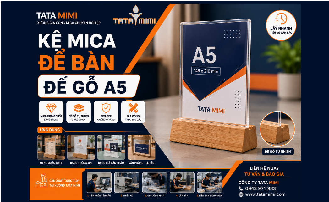 Đế gỗ kết hợp mica – giải pháp gia công mica theo yêu cầu | Tata Mimi