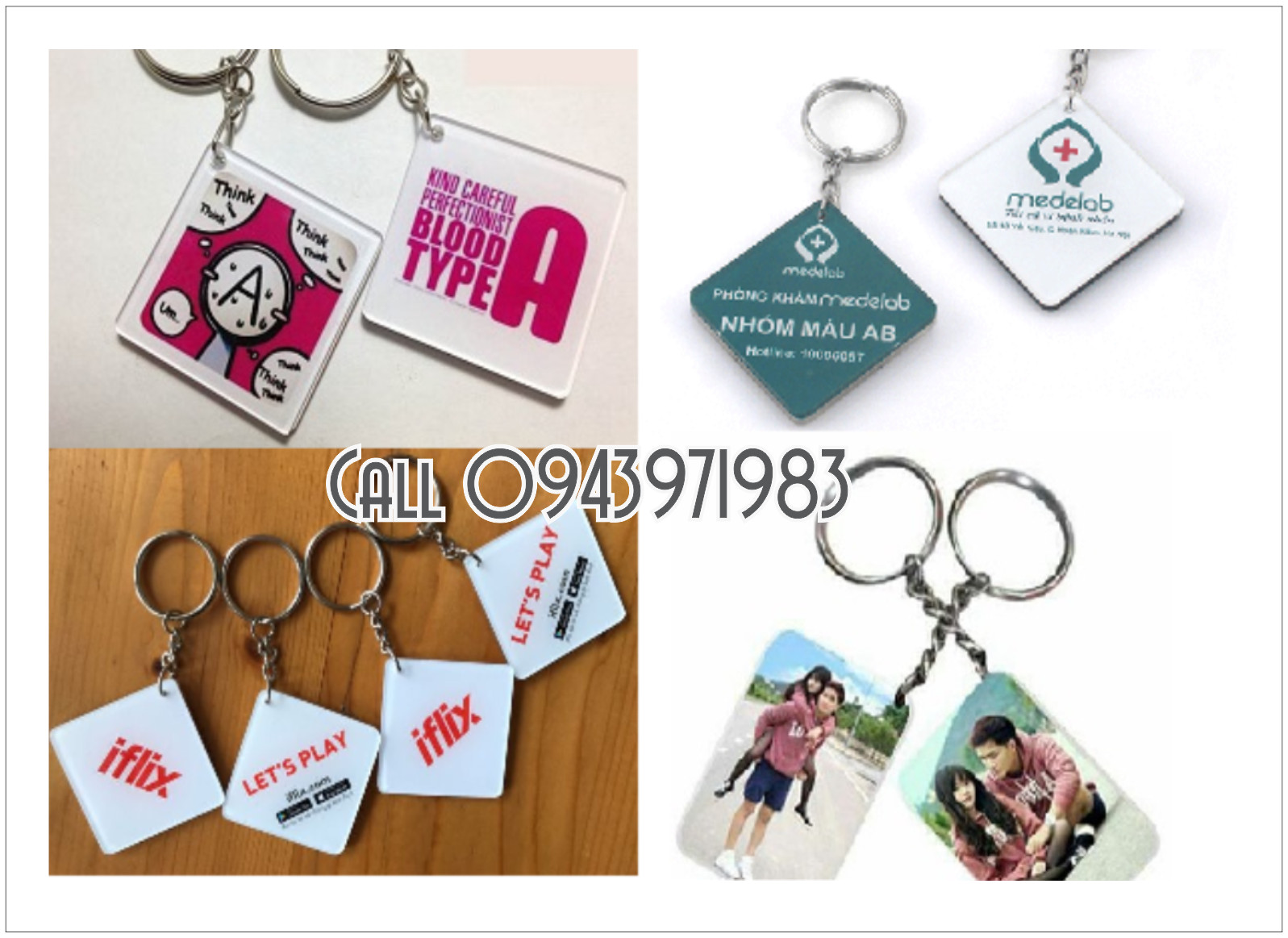 Móc khóa nhiều hình dáng để làm lưu niệm
