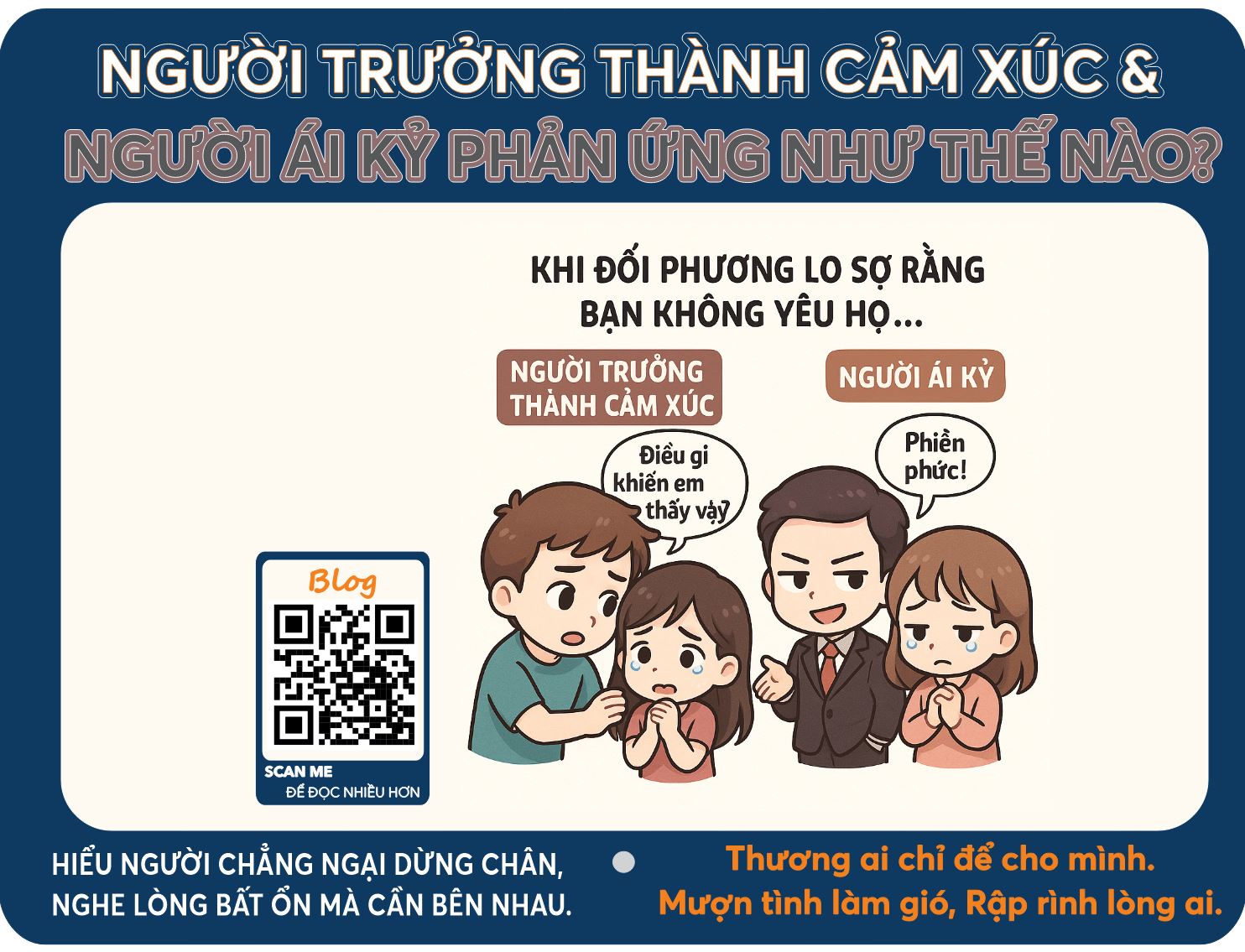 Người trưởng thành cảm xúc và người ái kỷ sẽ phản ứng ra sao khi có xung đột?