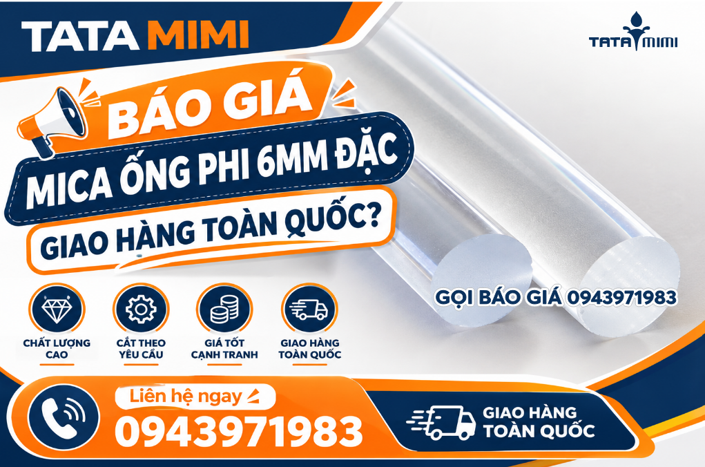 Mica Cây Đặc Tròn Trong Suốt Phi  Ø6mm (phi 6mm đặc) có sẵn