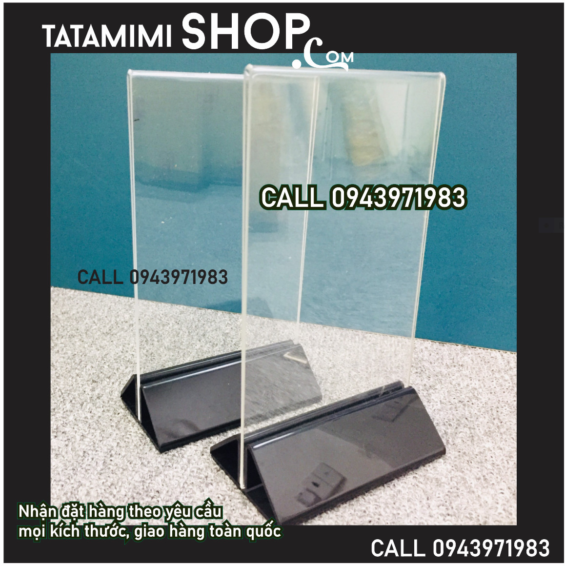 Kệ mica để bàn đế đen tháo rời 