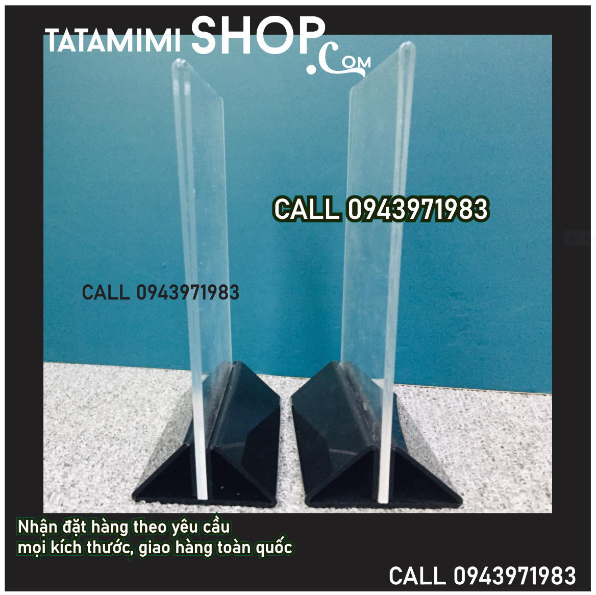 Kệ mica để bàn đế đen tháo rời 