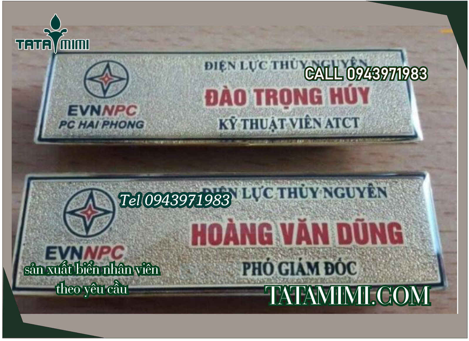 Biển tên nhân viên in trực tiếp gắn kim băng