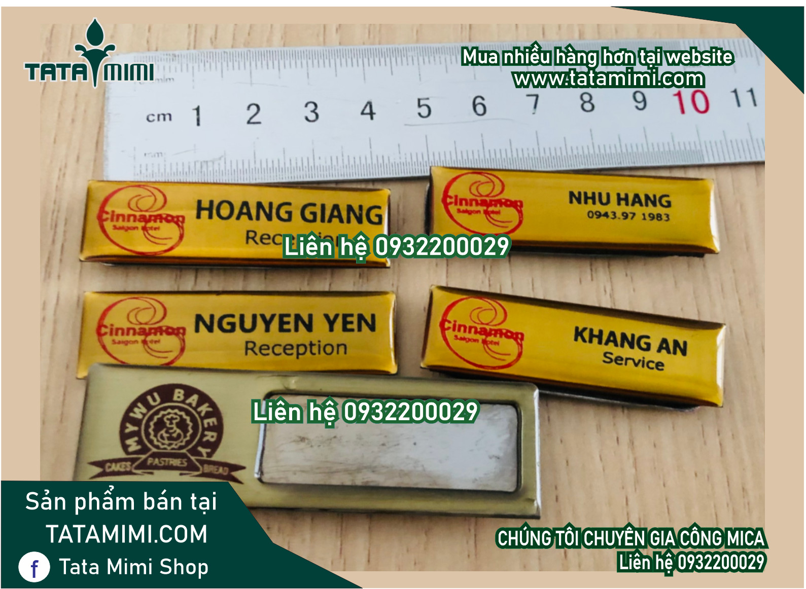 Biển tên nhân viên với 2 mẫu kim bằng hoặc nam châm 