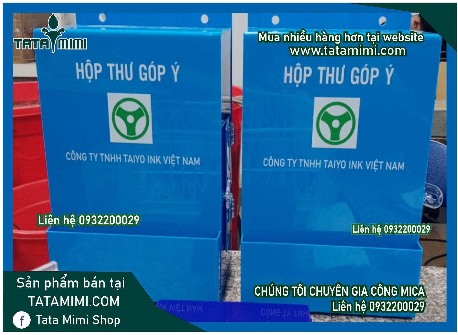 Hộp thư góp ý mái bằng màu xanh