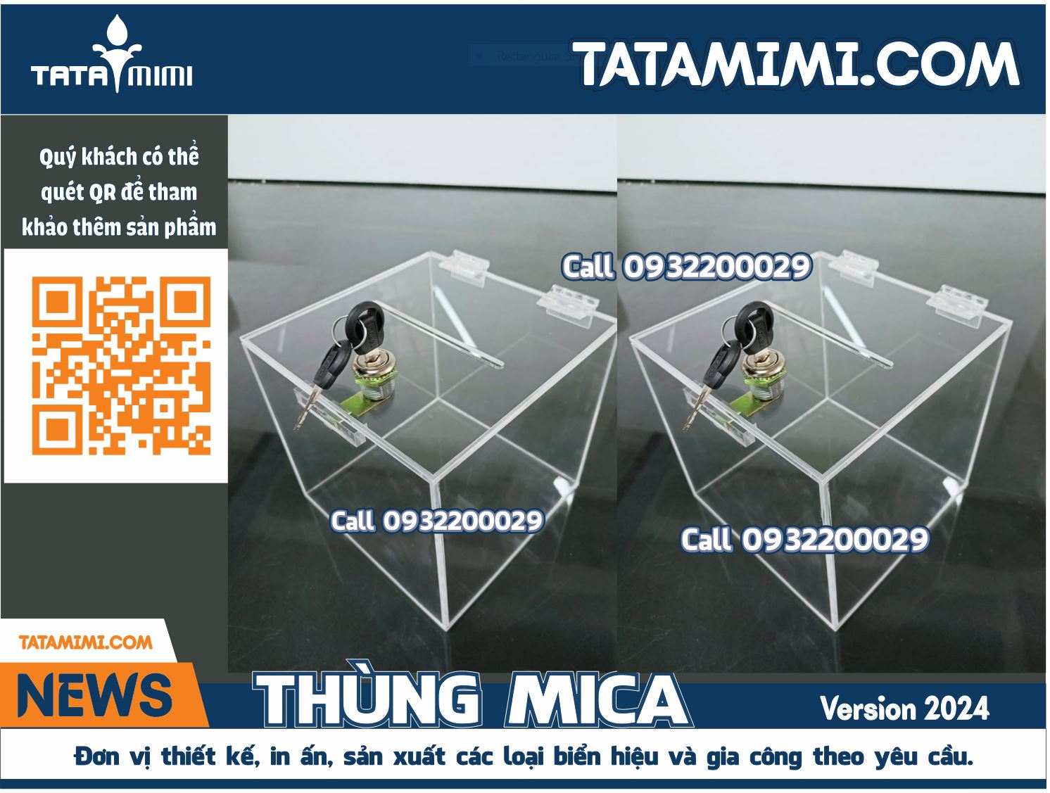 Mẫu Thùng box Tips Mica In Dễ Thương Cho Khai Trương