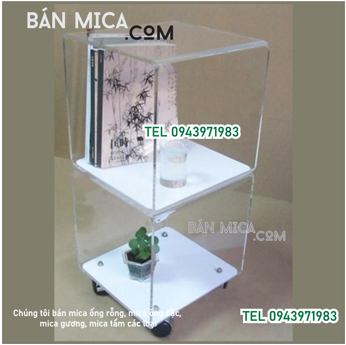 Kệ mica trưng bày sản phẩm trong cửa hàng