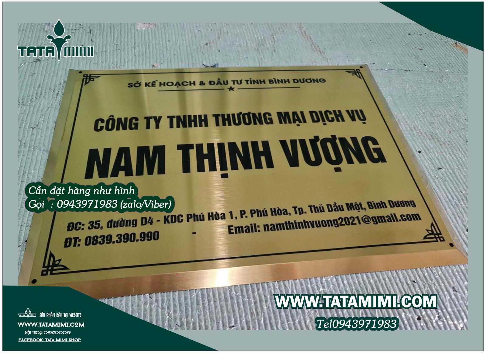 Biển công ty Bằng đồng Mẫu Cty Nam Thịnh Vượng