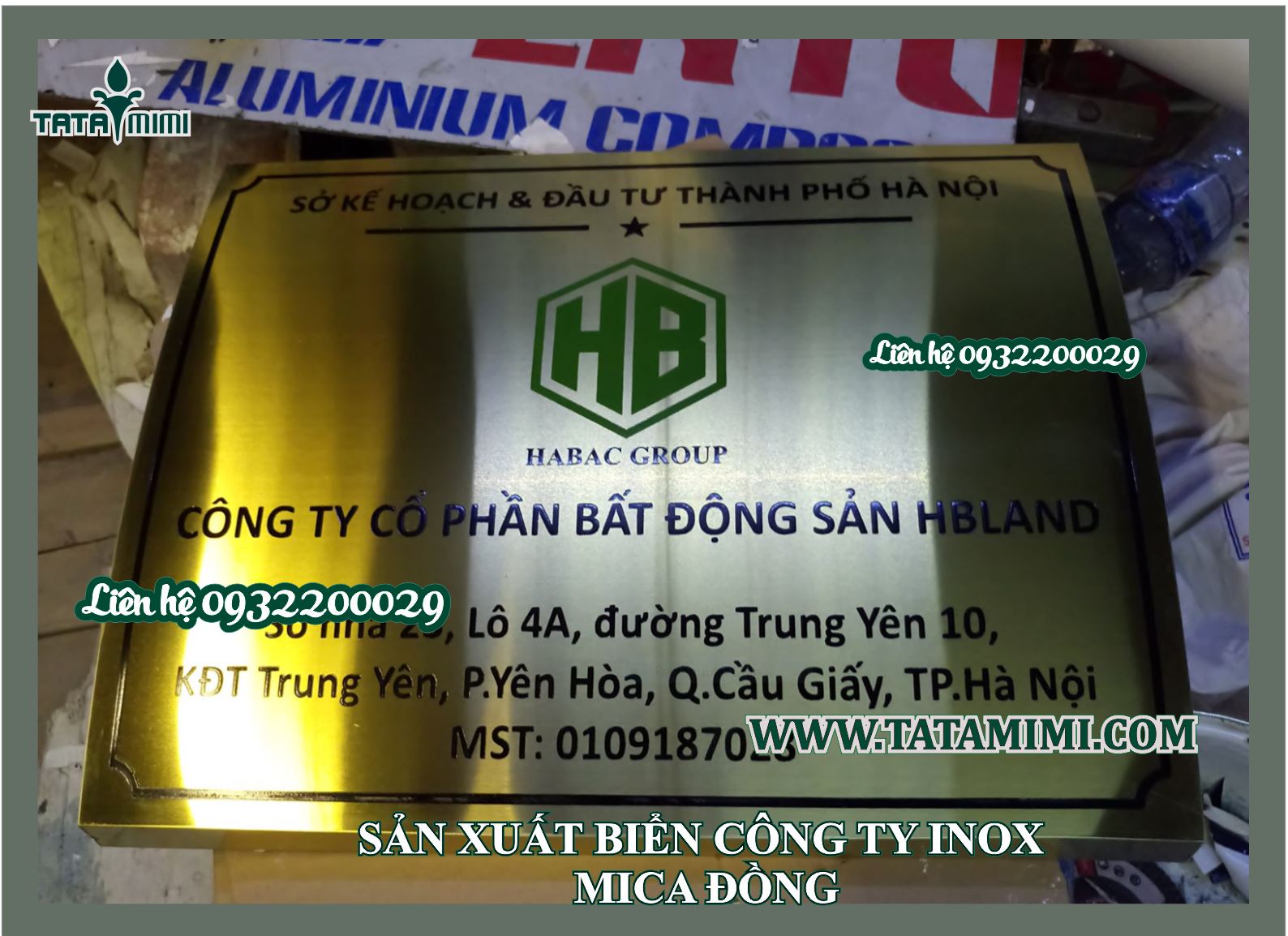 Biển công ty inox trắng xước