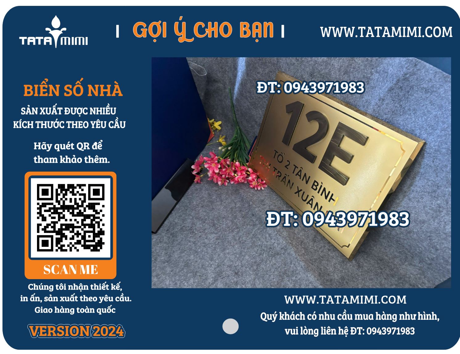 Biển số nhà Inox vàng