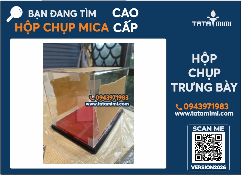 Hộp mica trưng bày mô hình pháo 255x170x182 mm