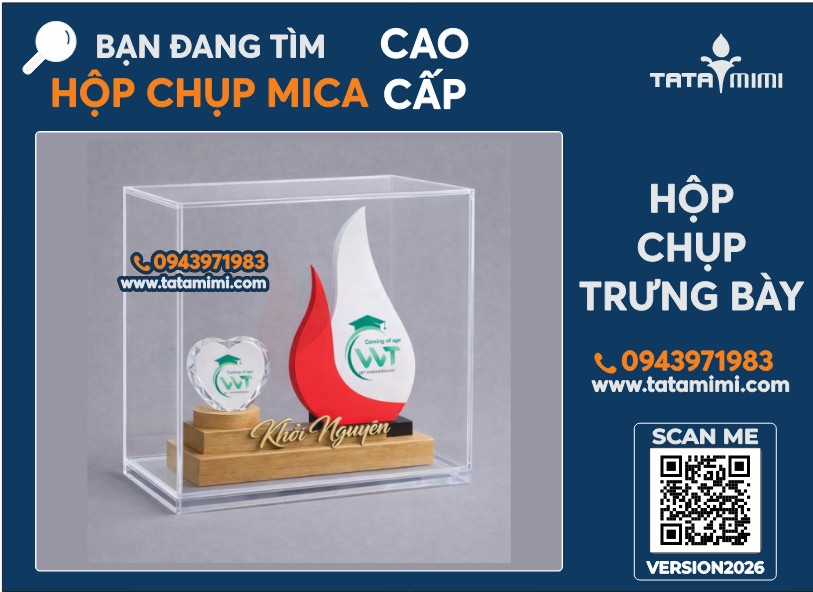 Hộp Chụp Mica Trưng Bày Kỷ Niệm Chương Cao Cấp