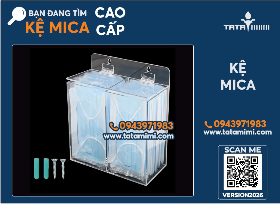 Hộp Mica Đựng Khẩu Trang Treo Tường Trong Suốt