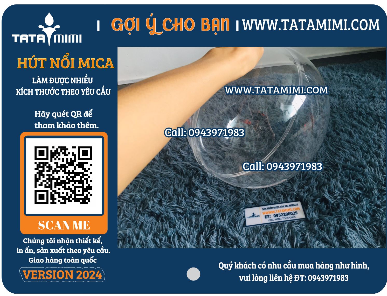 Mẫu hút nổi mica 10cm, 20cm, 30cm, 35cm, 50cm, 1 mét