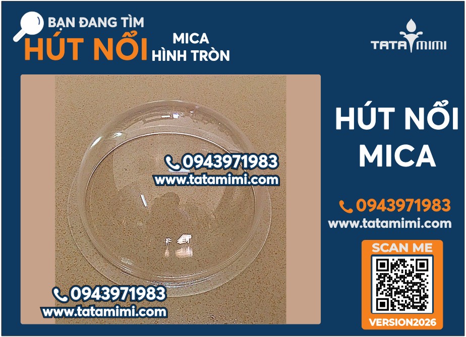Hút nổi bán cầu mica 60cm, 80cm, 99cm 1 mét, nhận hút nổi mica theo yêu cầu.