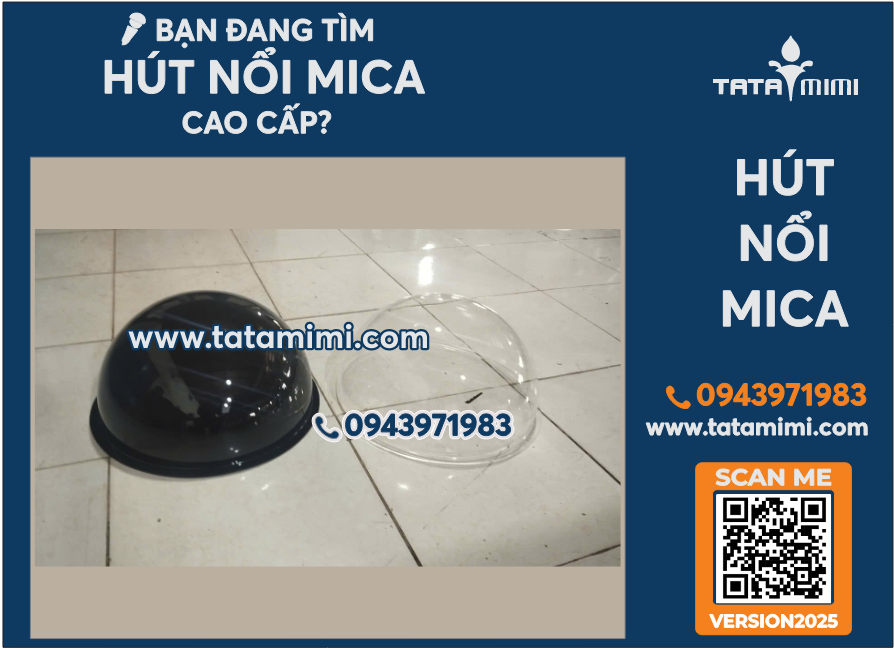 Hút nổi mica đen 50cm