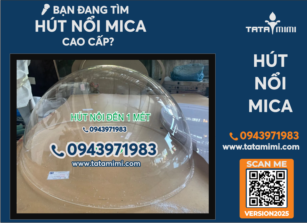 Hút nổi mica trong 1 mét (Hút nổi mica đường kính lớn 100cm)