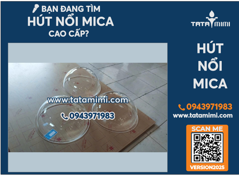 Hút nổi bán cầu mica trong 3mm kích thước 60cm