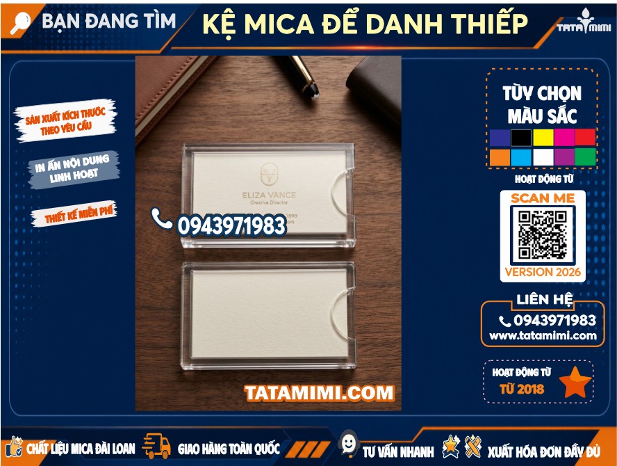Kệ Mica Cài Bảng Giá, Tên Nhân Viên 6.5 x 9.6 cm – Mica Trong Cao Cấp Cho Siêu Thị & Văn Phòng