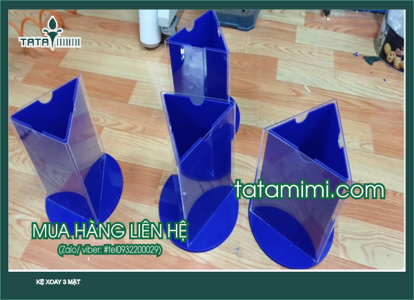 Ngoài Kệ mica xoay 3 mặt