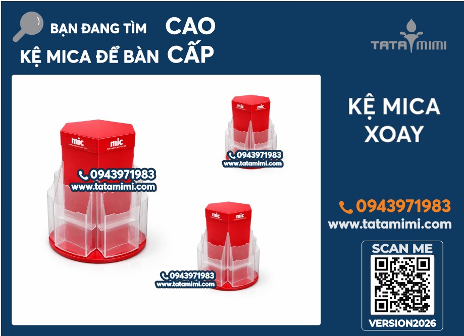 Kệ mica xoay tròn lục giác