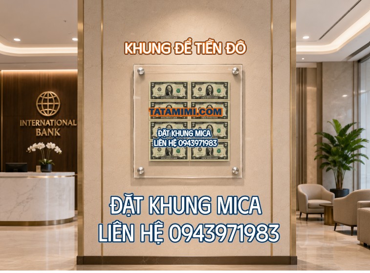 Khung mica để tiền 2 đô