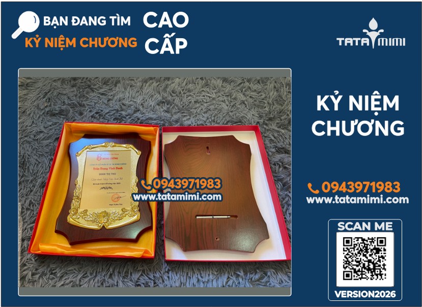 Kỷ niệm chương vinh danh gỗ sang trọng cao cấp