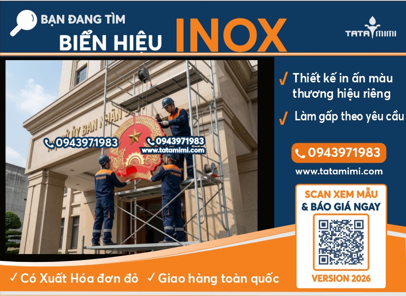 Lắp đặt quốc huy inox 304 chuẩn kỹ thuật – thi công an toàn, đúng vị trí công trình