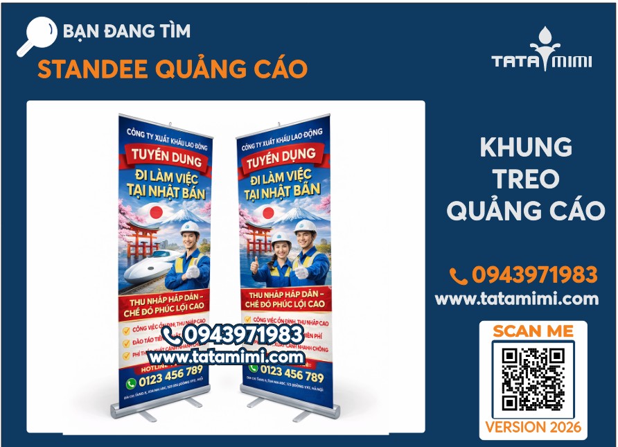 Khung biển quảng cáo 2x0,8 mét (standee cuốn)