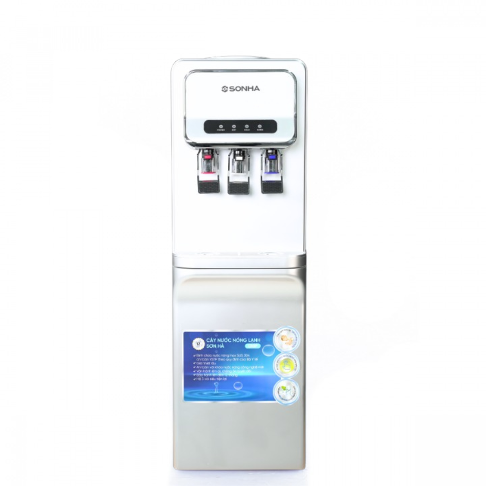 Cây nước nóng lạnh Chip Sơn Hà ba vòi, màu trắng có khóa