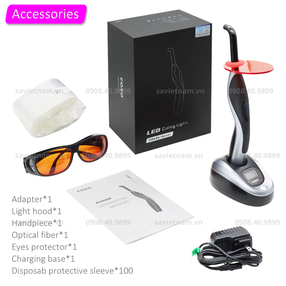 ĐÈN TRÁM QUANG TRÙNG HỢP COXO BD686 HONOR: LED Phổ Rộng, phát hiện sâu răng