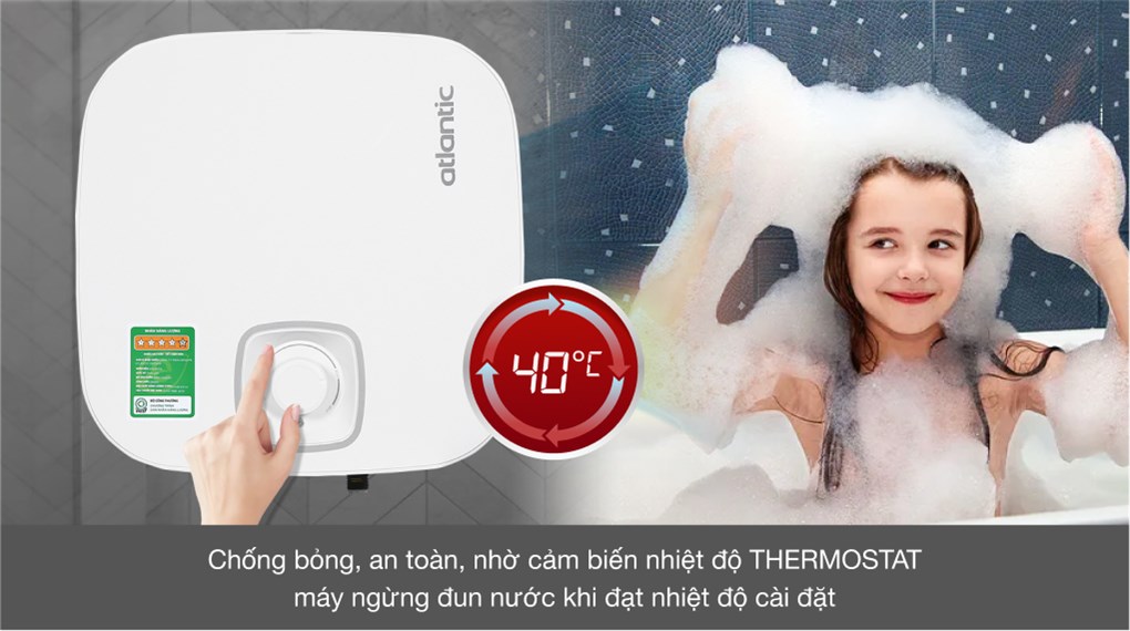 Bình Nóng Lạnh Atlantic 15 lít 2500W NANTO LITE SWH 15A M-N1