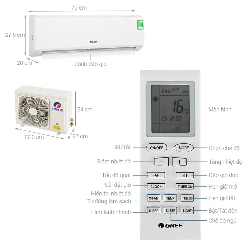 Điều hòa Gree 1 chiều 1HP-9.000BTU AMORE9CN