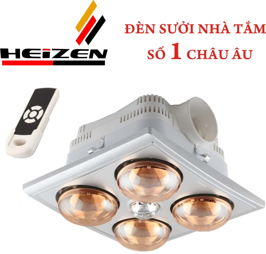 ĐÈN SƯỞI NHÀ TẮM HEIZEN 4 BÓNG ÂM TRẦN ĐIỀU KHIỂN TỪ XA HE4BR