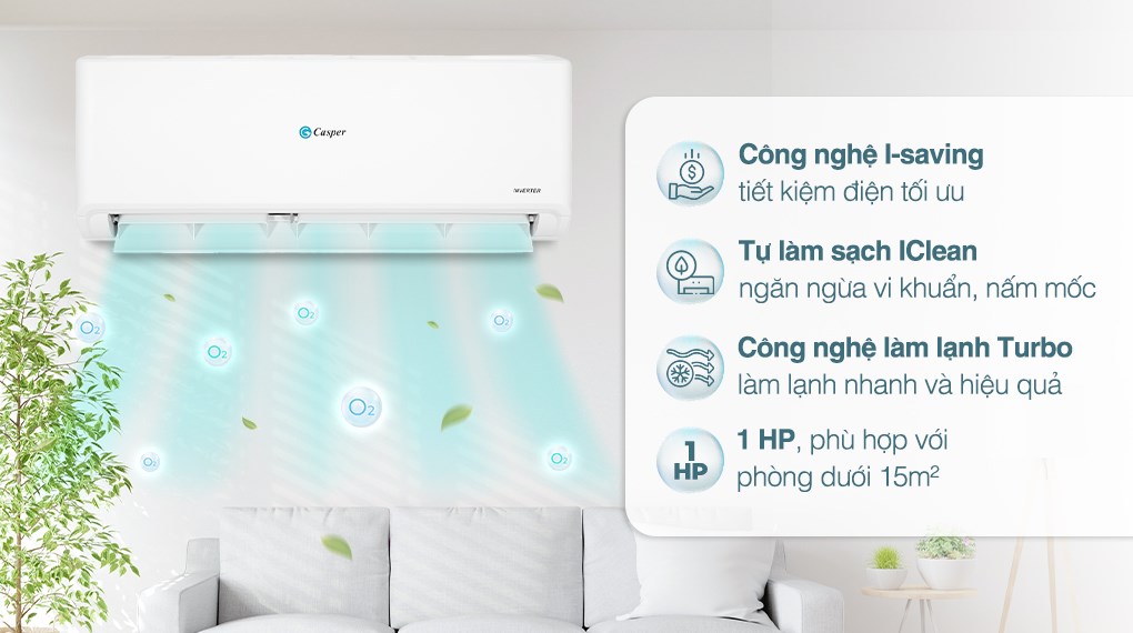 Điều hòa Casper 1 chiều Inverter 1HP-9.000BTU TC-09IS35