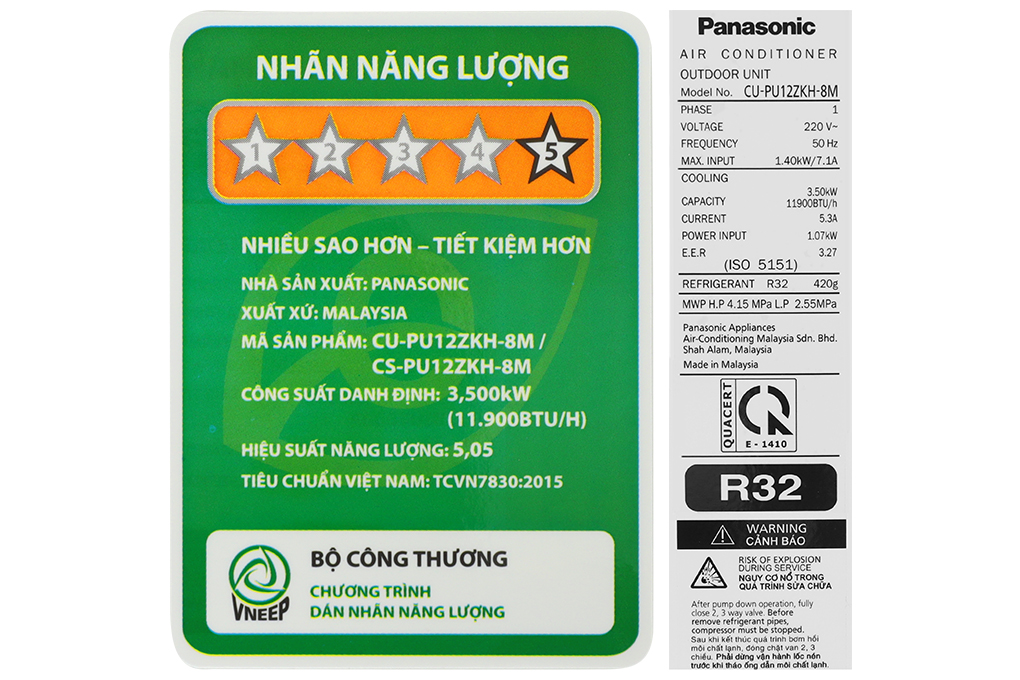 Điều Hòa Panasonic Inverter 12000Btu 1 chiều CU/CS-PU12ZKH-8M Mới 2023