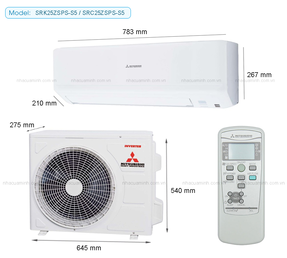 Điều Hoà Mitsubishi Heavy Inverter SRK25ZSPS-S5 2 chiều 9000 BTU