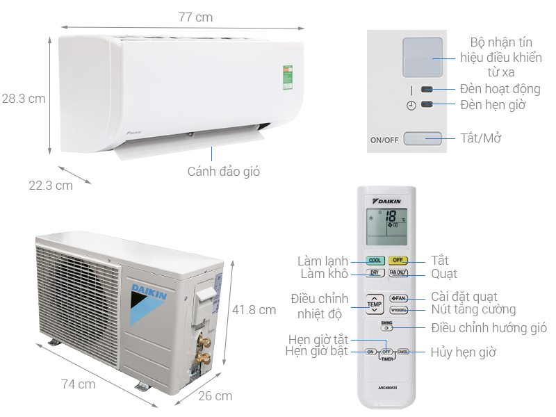 Điều Hòa Daikin 9000Btu 1 Chiều FTF25UV1V/RF25UV1V