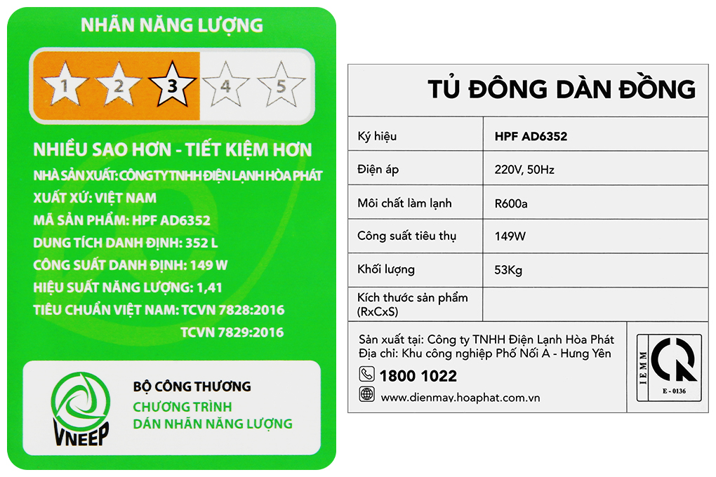 Tủ đông Hòa Phát 352 Lít HPF AD6352.T1