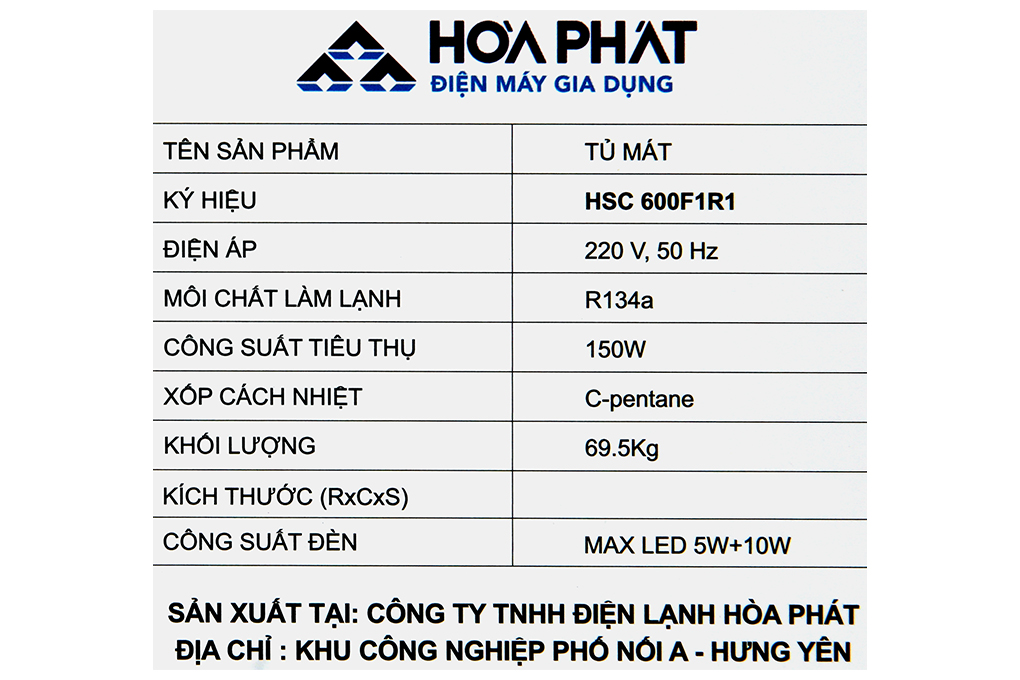 Tủ mát Hòa Phát 242 Lít HSC 600F1R1