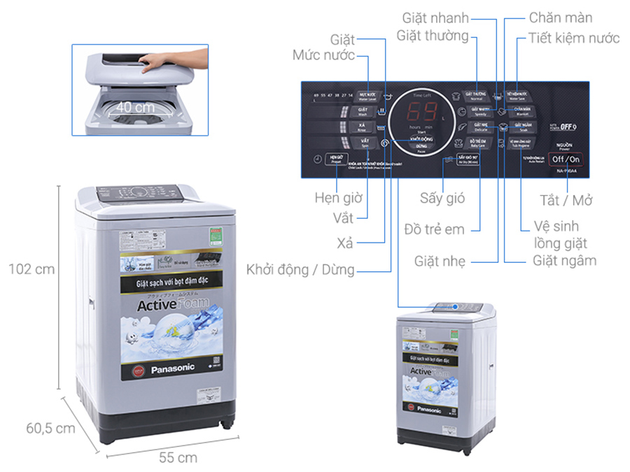 Máy giặt Panasonic 9.0 kg NA-F90A4GRV