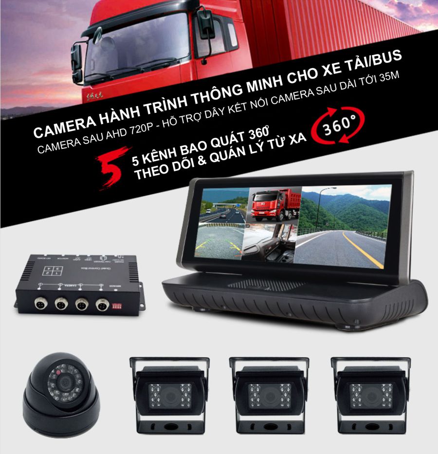 Camera Hành Trình Thông Minh 360 Độ Đặt Taplo Dành Cho Xe Tải Navicom T360