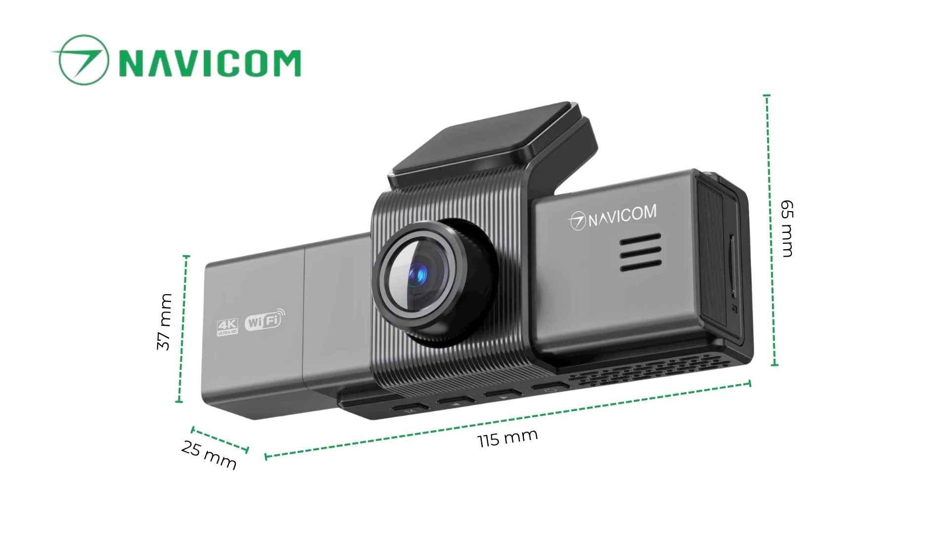 Camera hành trình 4K ghi hình 3 kênh trước - trong cabin - sau xe: NAVICOM T4K2