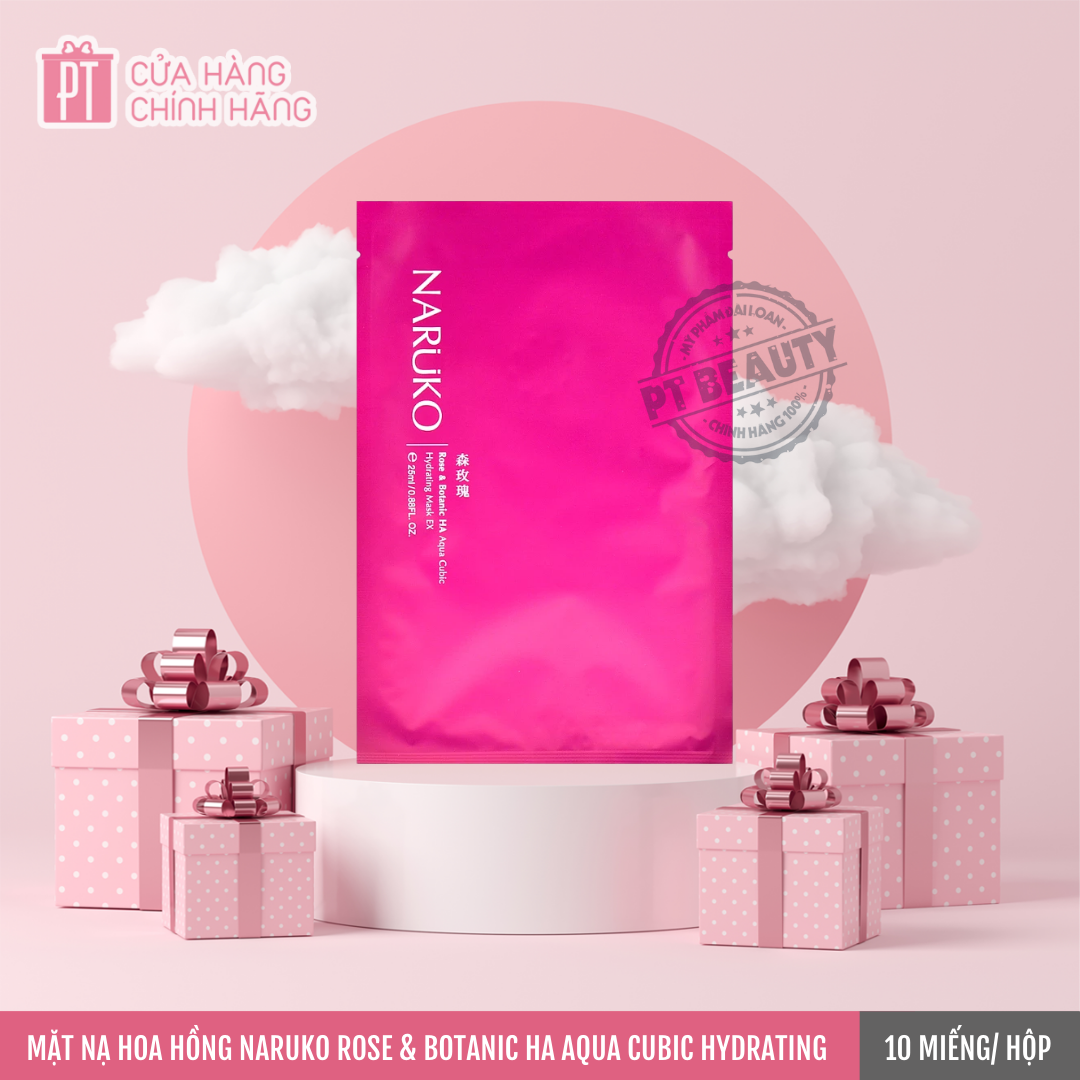 Mặt Nạ Cấp Ẩm Sâu Naruko Rose & Botanic HA Aqua Cubic Hydrating Mask EX 10pcs