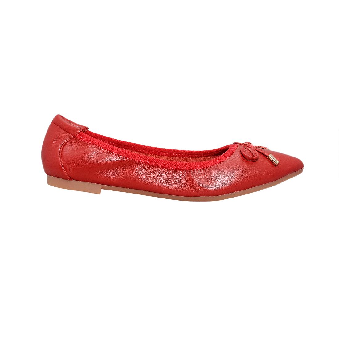 Giày bệt nữ da bò thật cao cấp màu đỏ ESW152
