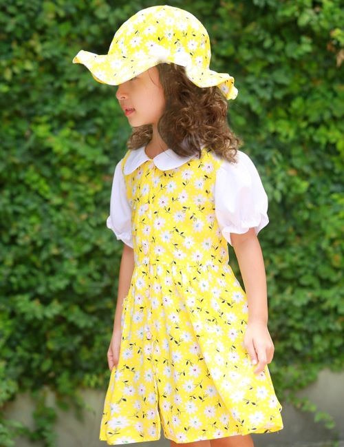 Bộ váy kèm mũ trẻ em màu vàng EK04