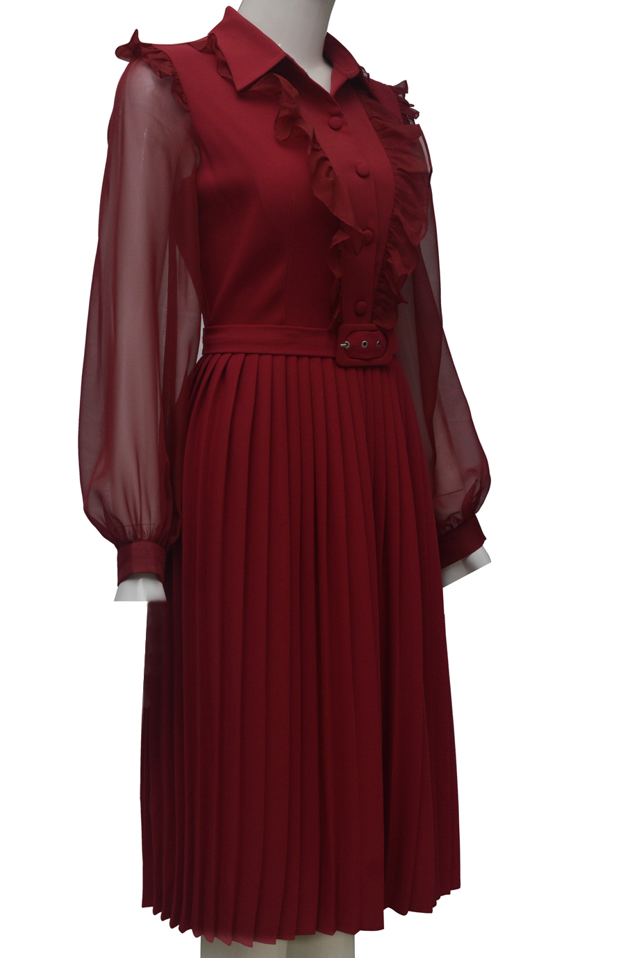 Váy xếp ly ELMI thời trang cao cấp màu đỏ đô EV47