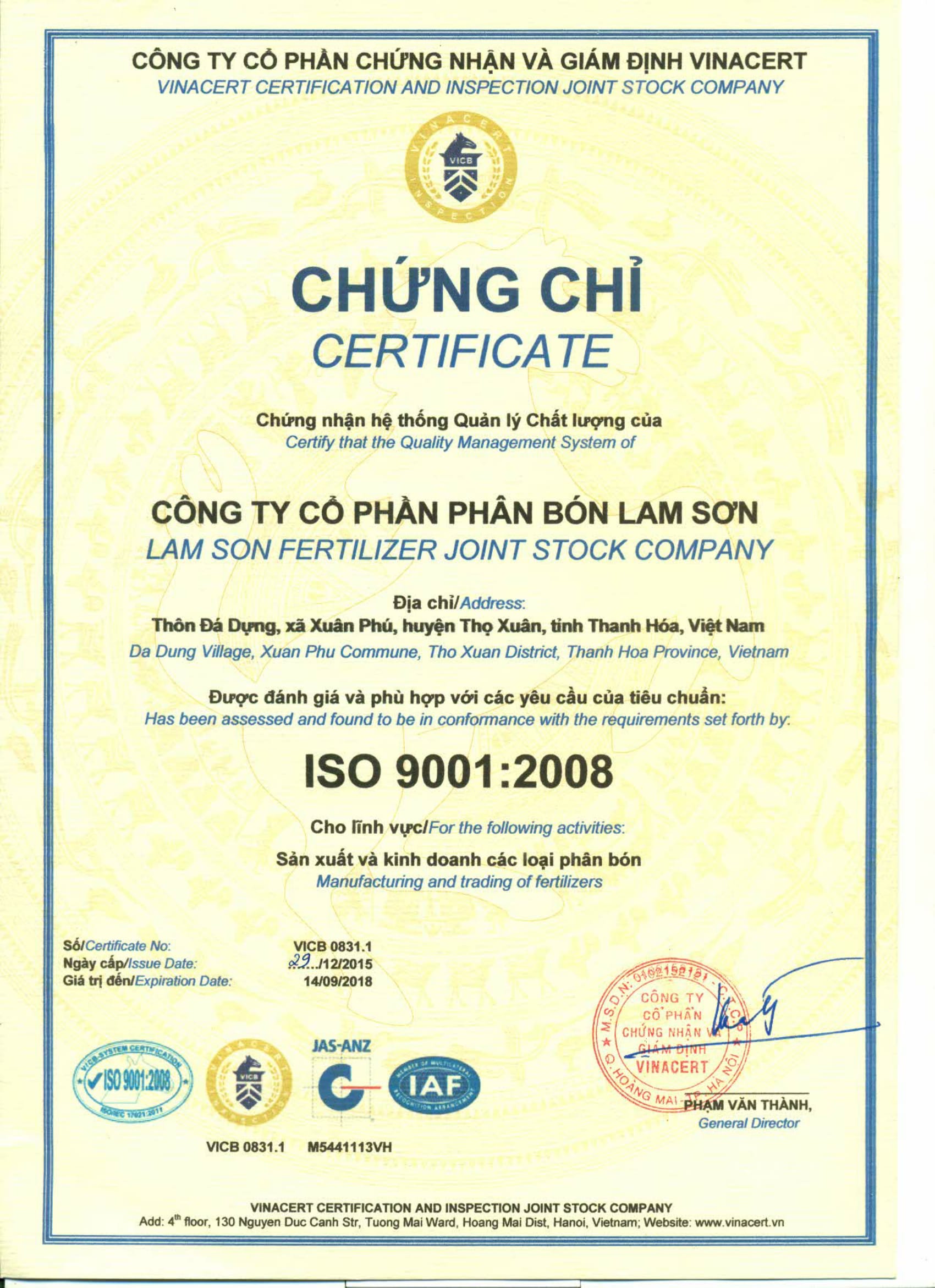 Chứng nhận ISO