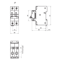 Aptomat MCB 2P ̀6A 10A 16A 6kA Panasonic