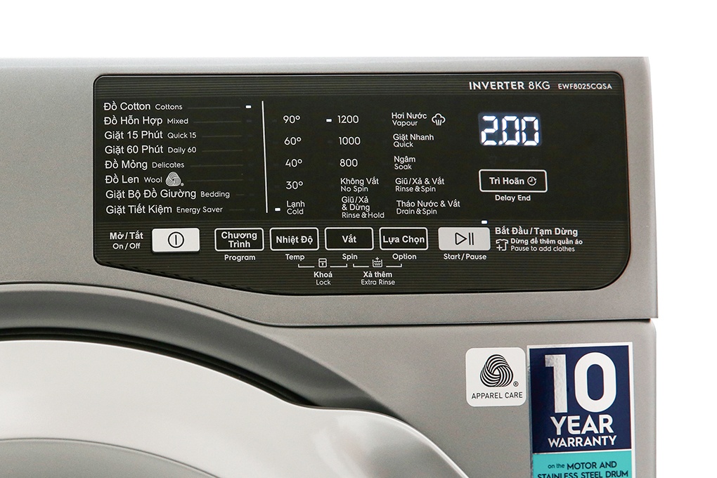 Máy giặt Electrolux 8kg inverter EWF8025CQSA lồng ngang